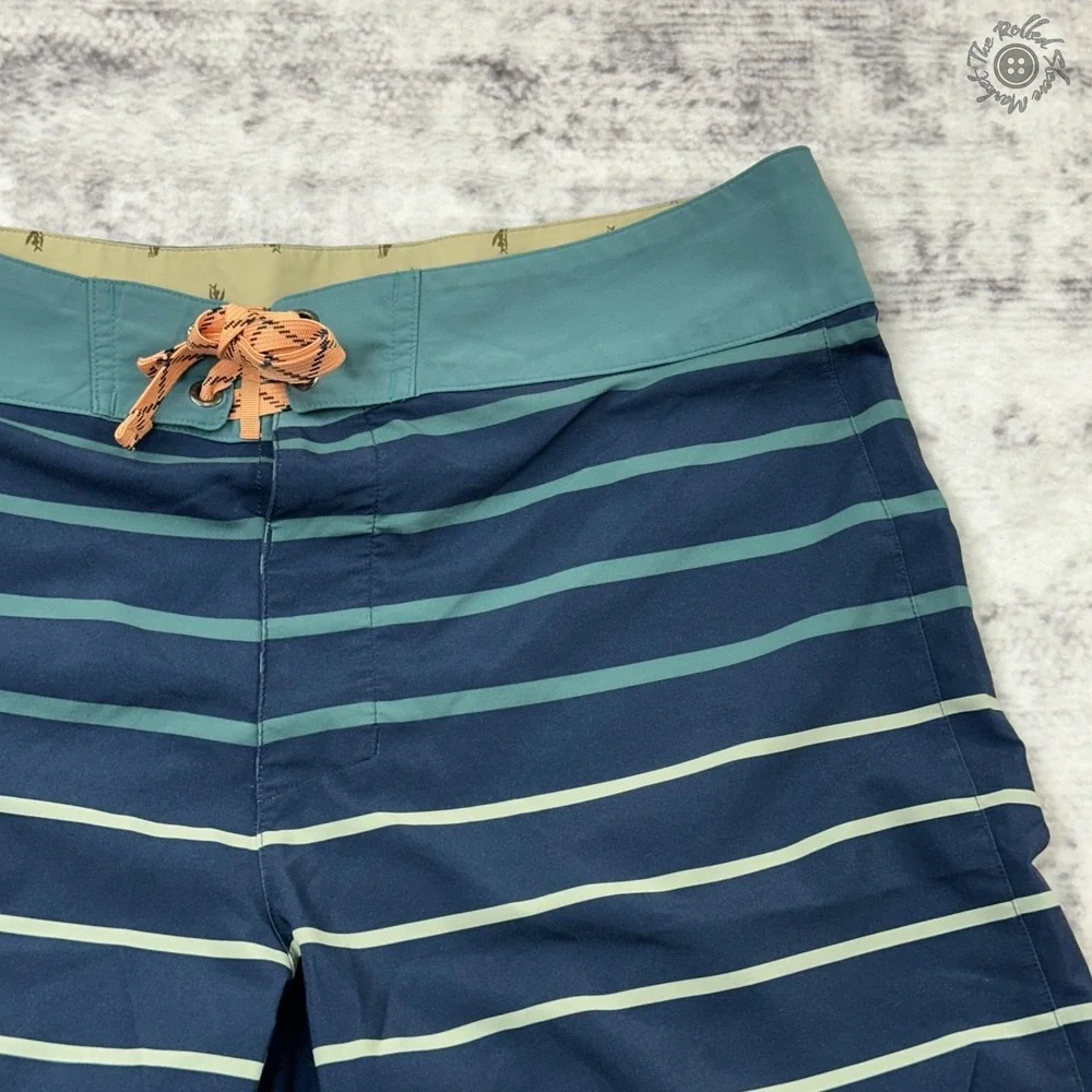 Patagonia‎ Men's Board Shorts 34 Navy Striped Drawstring Surf Swim *READ*